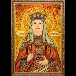 Именная икона Св. Елены из янтаря. Размеры именной иконы - 130 х 90 см. Цена иконы Святой Елены - доступная.