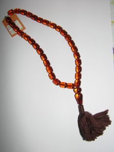 Мусульманские чётки из цельного калиброванного янтаря на 33 бусины