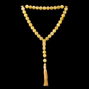 Чётки мусульманские на 33 бусины из янтаря в форме шара.