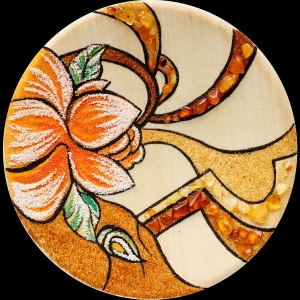 Янтарная тарелка цветы