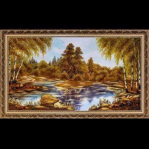 Картина Озеро в лесу