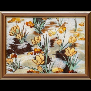 Картина из янтаря подснежники