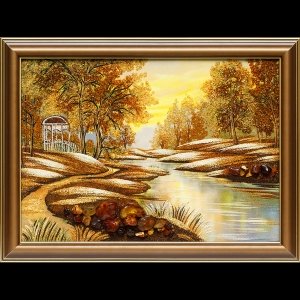 Картина лесная река