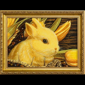 Картина кролик из янтаря