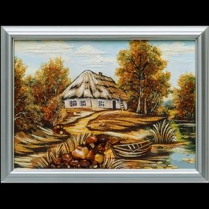 Картина из янтаря сельский пейзаж
