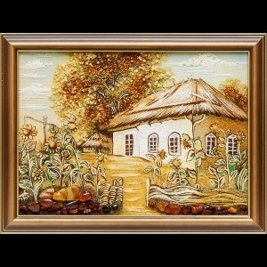 Картина из янтаря: Домик в деревне