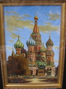 Вид Москвы. Храм Василия Блаженного. 60x40 cm.