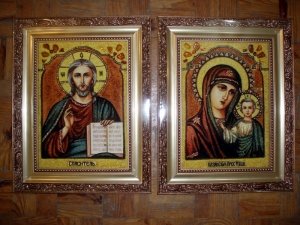 Купить свадебные иконы из янтаря