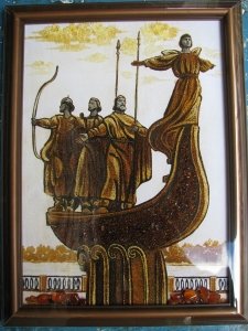 Вид Киева. Памятник основателям Киева