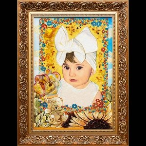 Портрет девочки из янтаря ручной работы. Стоимость портрета девочки - 4 тыс. грн.