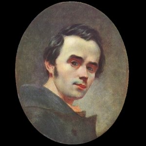 Фото Т. Г. Шевченко для изготовления портрета из янтаря. Автопортрет 1840/1841 г.